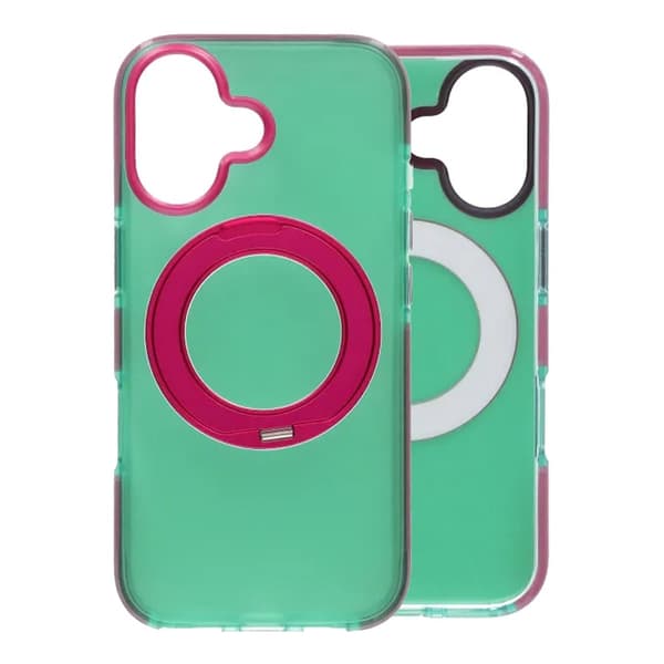 Iridescent Shockproof Case with 360-degree Rotatable Kickstand For iPhone 17 Green