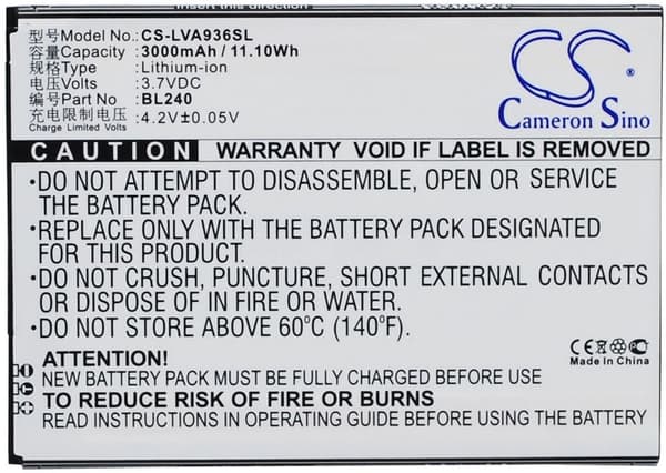 Batteri til Lenovo A936 osv.