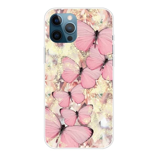 IPhone 12- 12 Pro TPU -kotelo - Pinkit perhoset