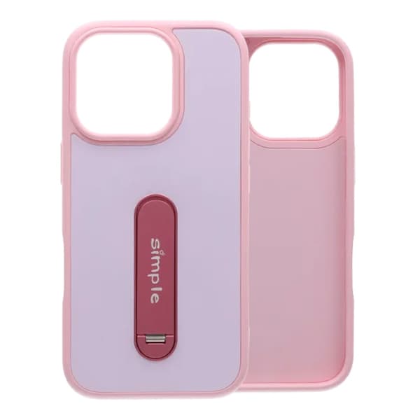 Etui med udfoldeligt roterende stativ til iPhone 16 Pro - Pink