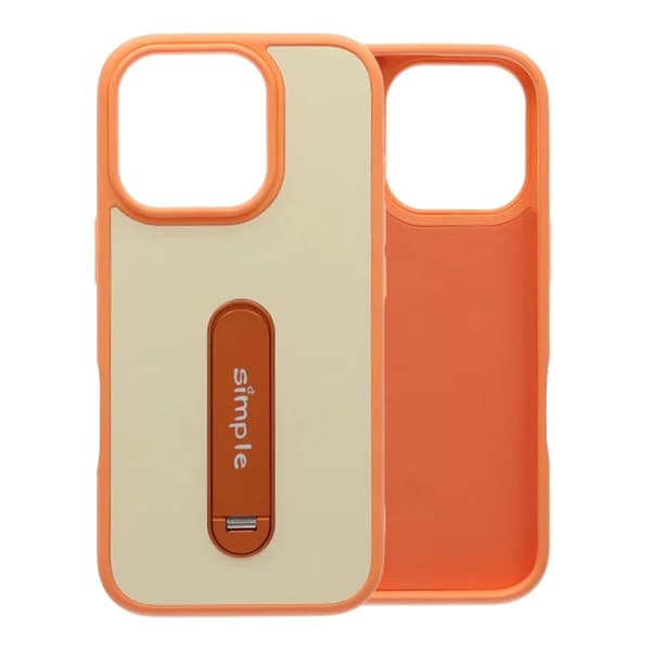 Etui med udfoldeligt roterende stativ til iPhone 16 Pro Max - Orange