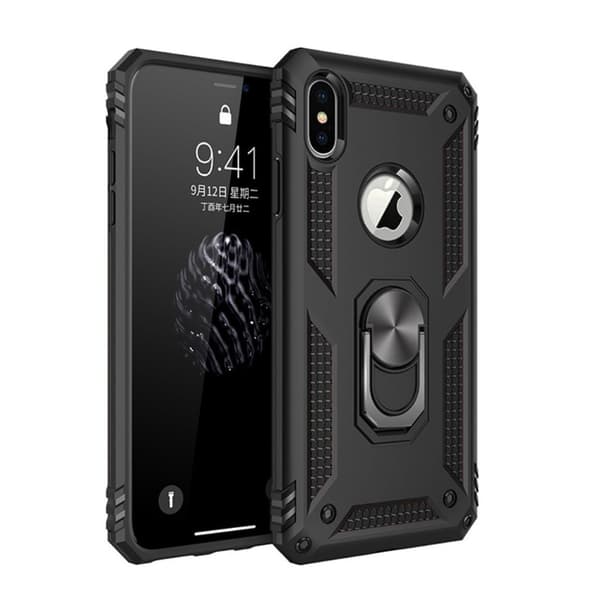 IPhone XS Max cover med ring - Sort