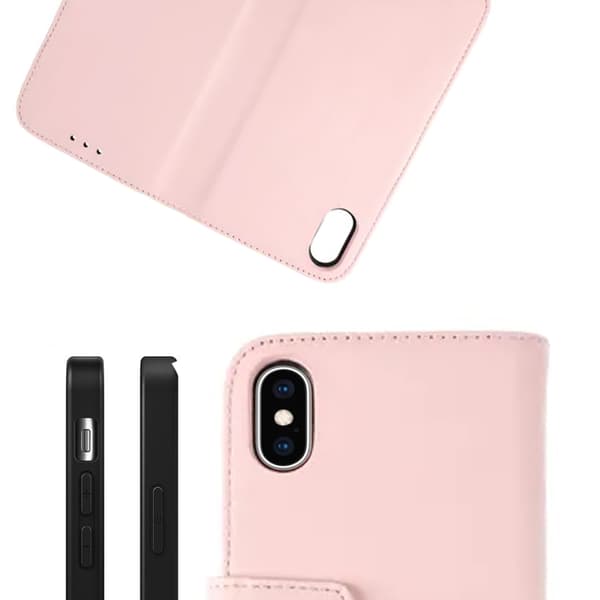 iPhone X/XS Plånboksfodral Läder Rvelon - Rosa
