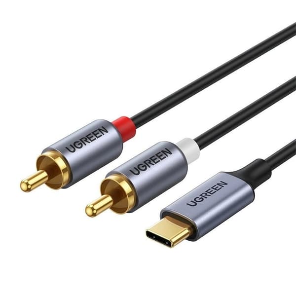 Ugreen audiokaapeli USB-C (uros) - 2RCA (uros), 1,5 m - Harmaa