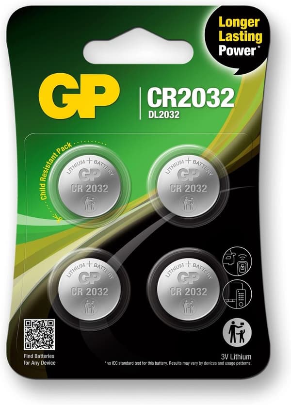 GP knapcellebatteri CR2032 3V - 4 stk