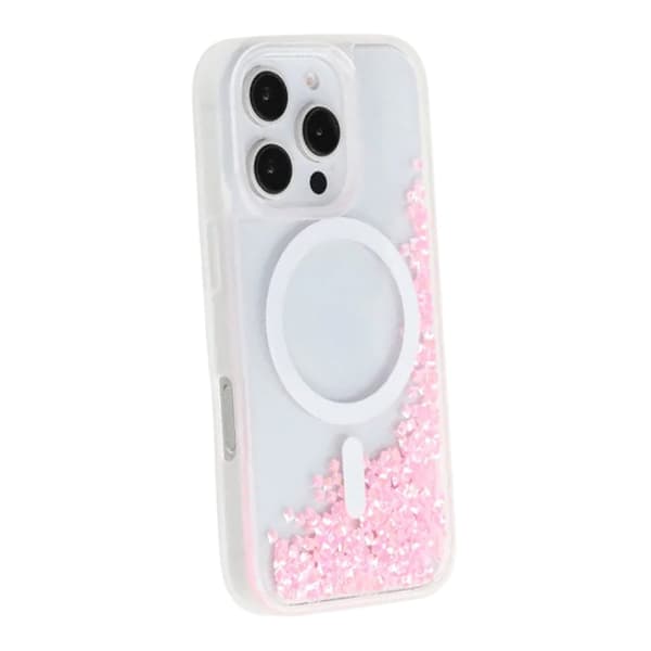 Diamond Quicksand Magnetic Case For iPhone 16 Pro Pink