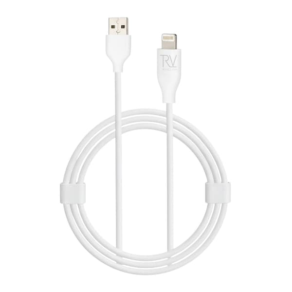 Rvelon iPhone-kabel USB A til Lightning MFi Silikone 1M Hvid