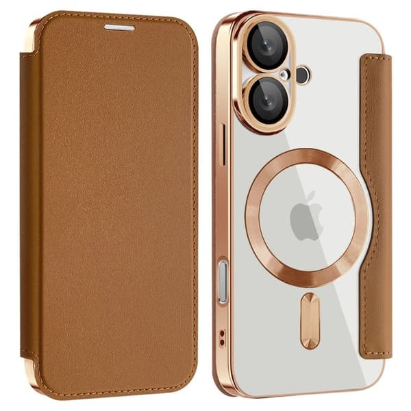 iPhone 16 Plus -kuori korttipaikoilla - Ruskea