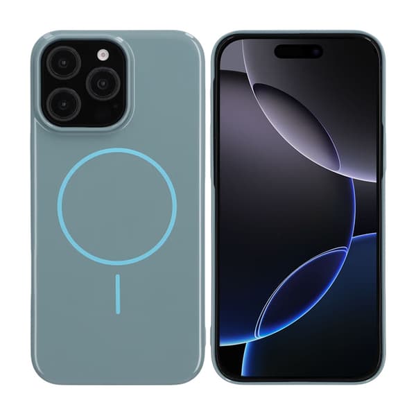 Blankt design magnetisk etui til iPhone 16 Pro Max Blå