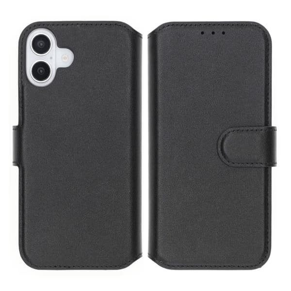iPhone 16 Plus Pung Etui Ægte Læder Rvelon - Sort