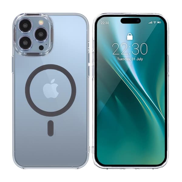 iPhone 15 Pro iskunkestävä puhelinkotelo Magsafella - Harmaa