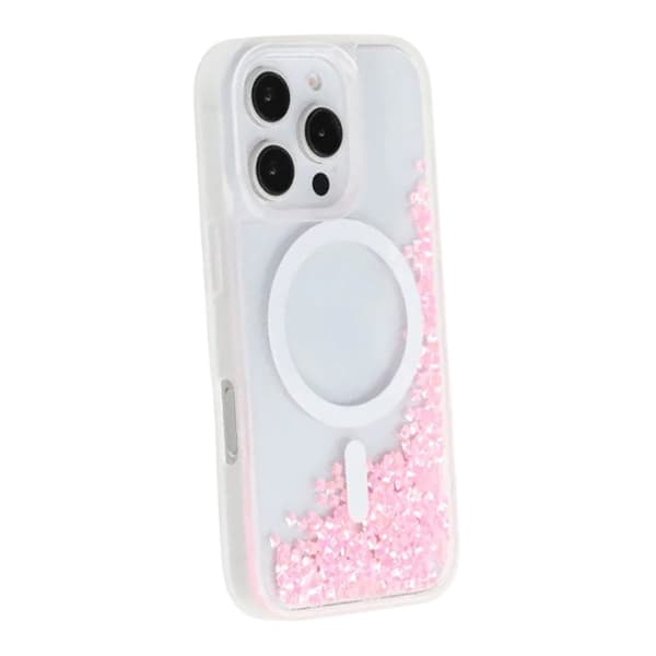 Diamond Quicksand Magnetic Case For iPhone 16 Pro Max Pink
