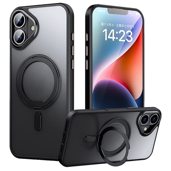 iPhone 16 Plus Cover med stativ - Sort