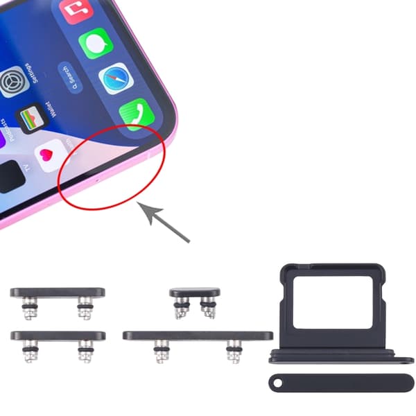 Knappar och Simkorthållare för iPhone 16/16 Plus - Svart
