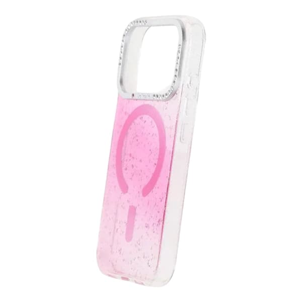 Glittercover MagSafe og Diamanter til iPhone 17 Pro - Rosa