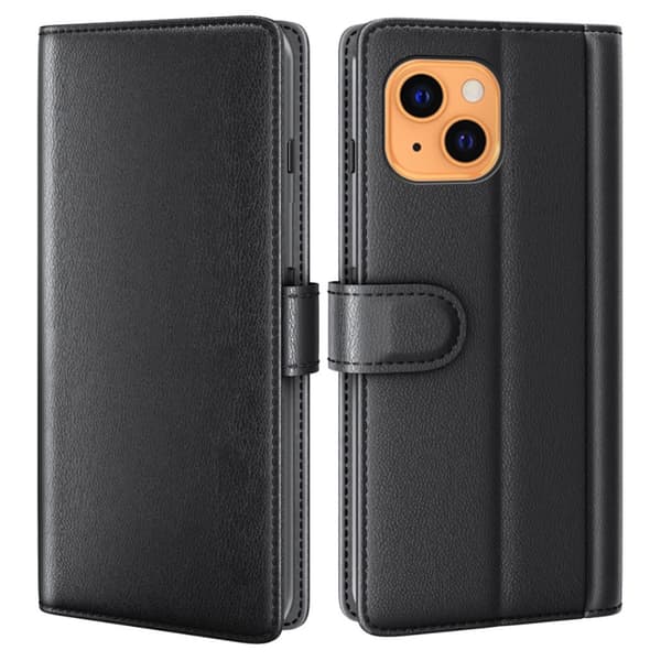 Wallet Case i ægte læder til iPhone 13 - Sort