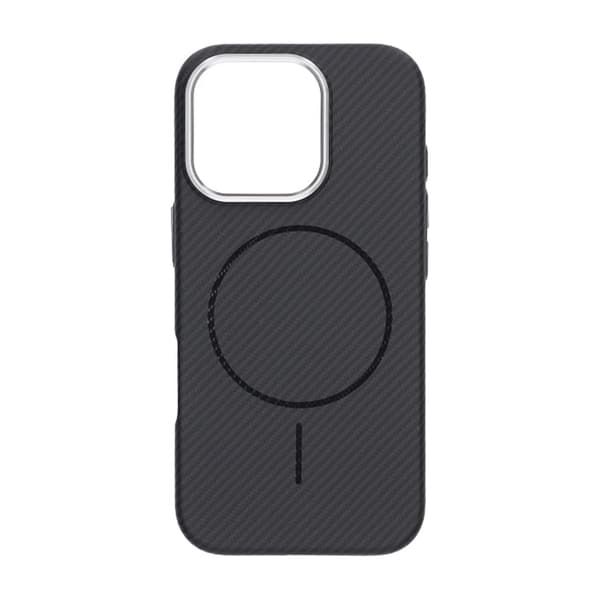 iPhone 16 Pro Telefoncover med kulfibermønster - Sort
