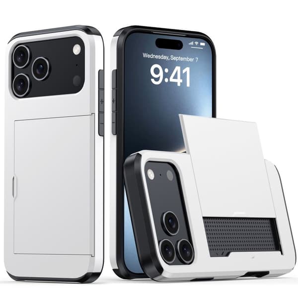 Etui med kortplads iPhone 18 Pro Max, iPhone 17 Pro Max - Hvid