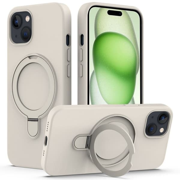 iPhone 15 MagSafe Ring Holder Kickstand Case - Antik Hvid