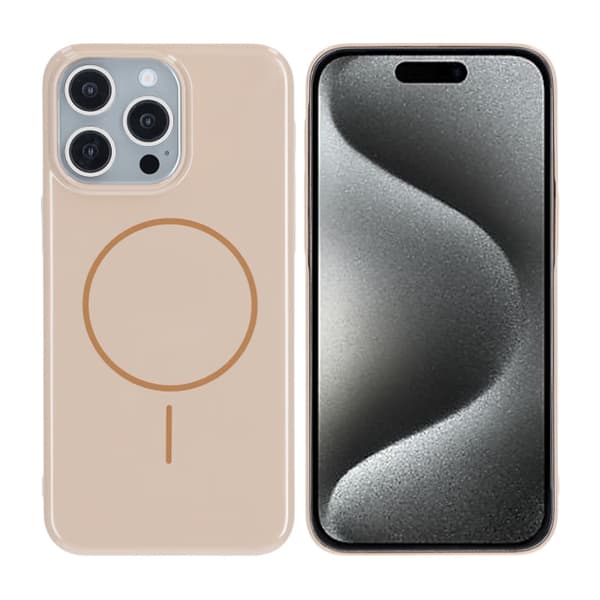 Blankt design Magnetisk etui til iPhone 15 Pro Max Guld