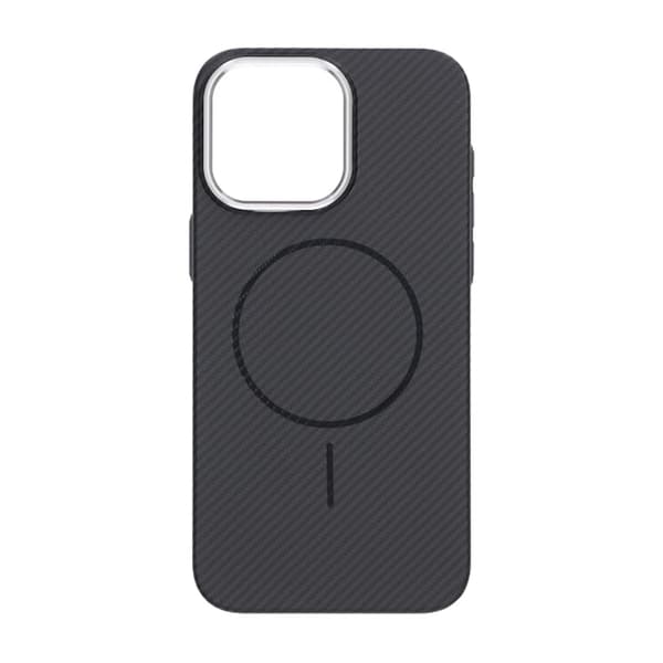 iPhone 15 Pro Max Telefoncover med kulfibermønster - Sort