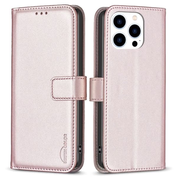 BINFEN COLOR iPhone 14 Pro Max Plånboksfodral - Roséguld