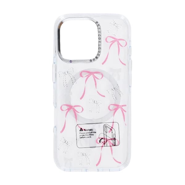 Mobilskal Magsafe till iPhone 16 Pro - Transparent med rosett