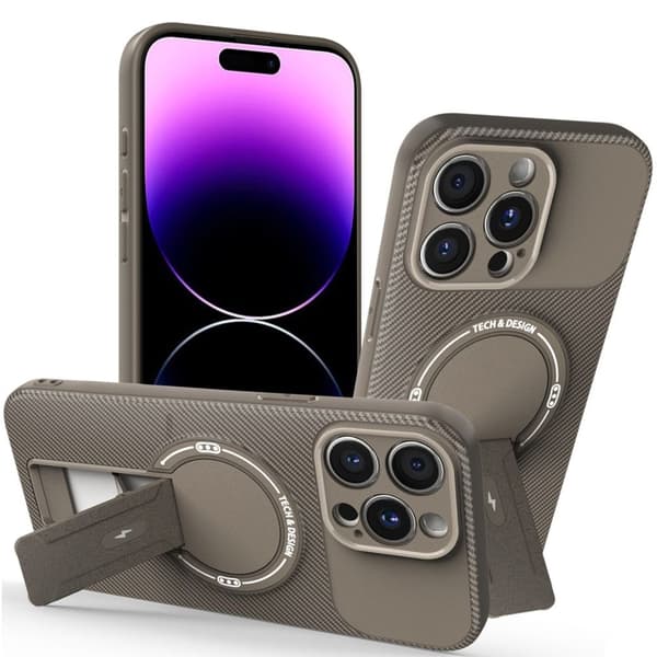 iPhone 14 Pro Max -kotelo jalustalla - Ruskea