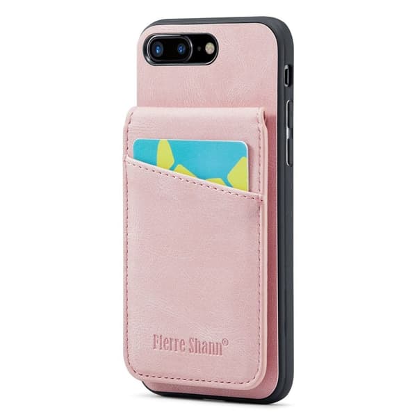 FIERRE SHANN iPhone 7 Plus / 8 Plus -kotelo korttipaikoilla - Pinkki