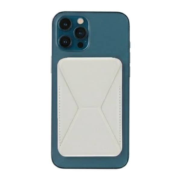 Foldable Ultra Thin Magnetic Cardholder Phone Kickstand White