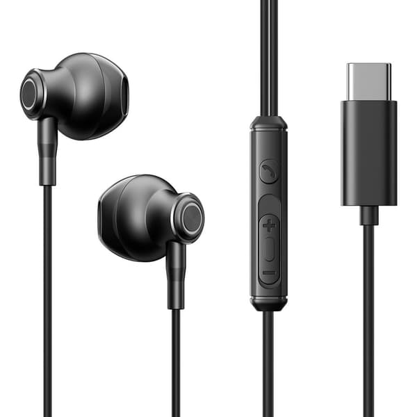 Joyroom USB-C Kablede Hovedtelefoner Halvt I Øret - Sort