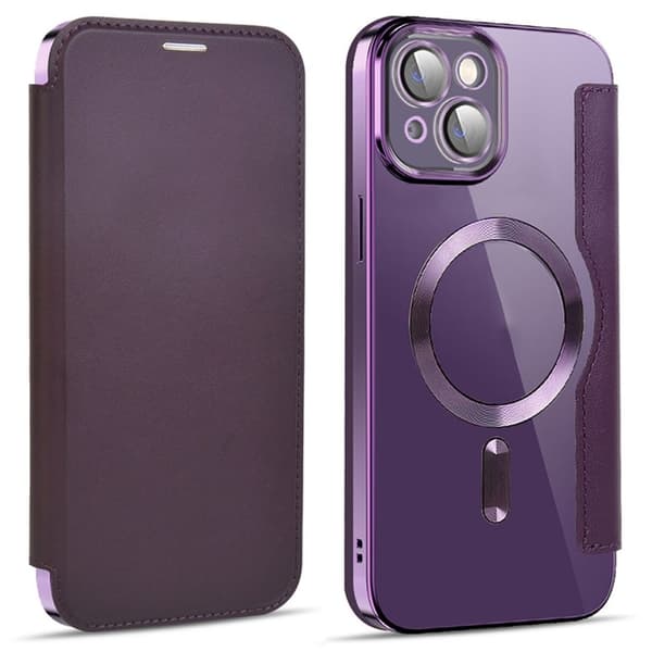 iPhone 14 Plus MagSafe RFID-blokerende Wallet Cover – Lilla