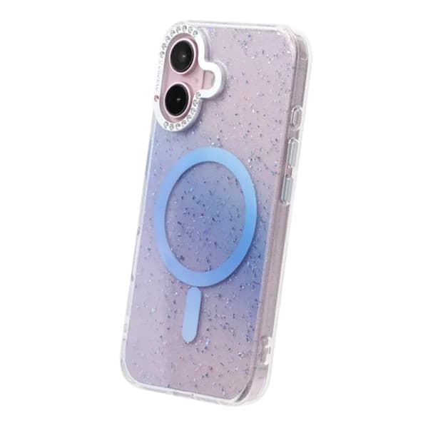Glitter Diamant Magnetisk Cover - iPhone 16 Blå