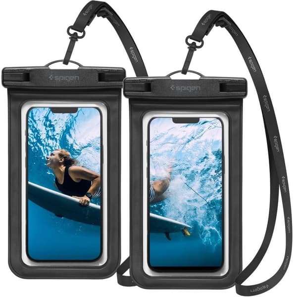 Spigen A601 Universal Vandtæt Taske, 2-pak - Sort