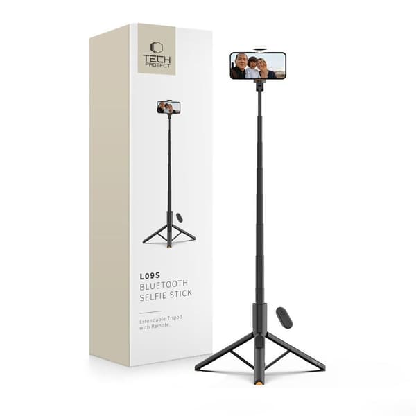Tech-Protect L09S selfie-tikku jalustalla – musta