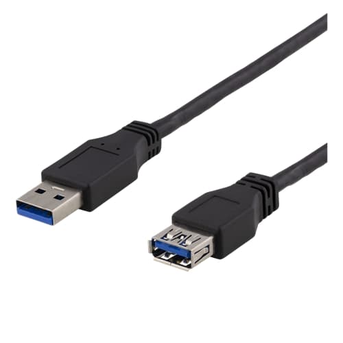 Deltaco USB 3.1 Gen1 forlængerkabel, han - hun 3m - Sort