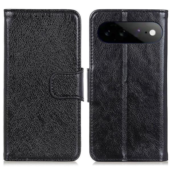 Google Pixel 11 Pro XL Plånboksfodral Nappa Textur Spaltläder - Svart