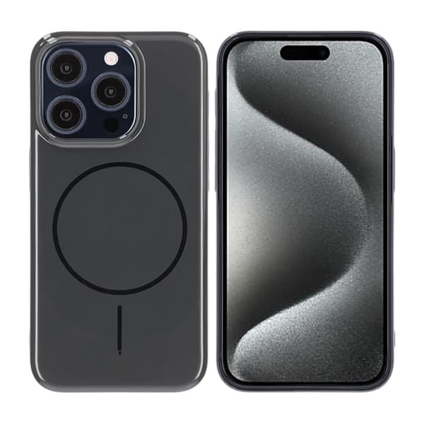 Blankt design Magnetisk Cover Til iPhone 15 Pro Sort