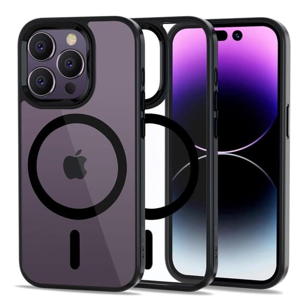 Tech-Protect MagMat MagSafe Cover til iPhone 14 Pro - Gennemsigtig Sort
