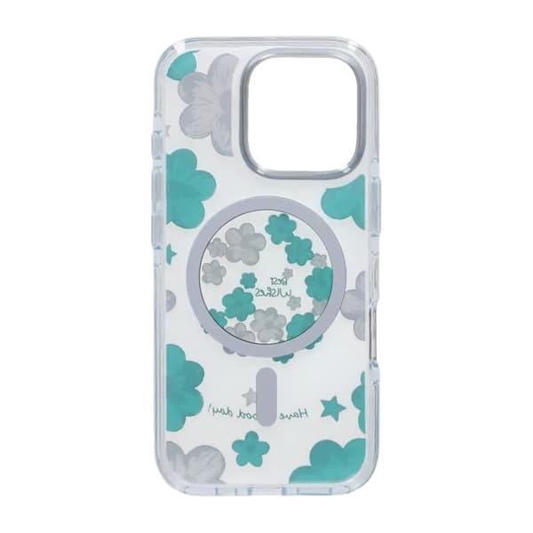 Gradient Blomster Magnetisk Cover til iPhone 16 Pro Grøn