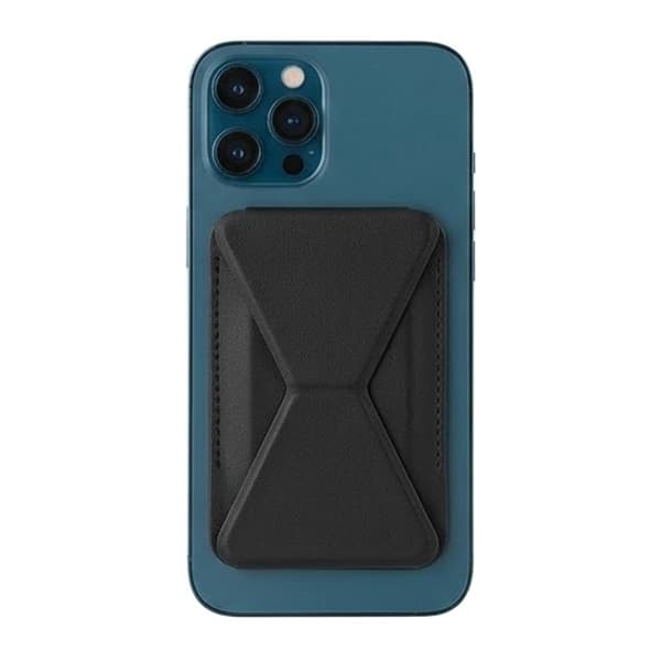 Sammenfoldelig ultratynd magnetisk kortholder telefonstativ sort