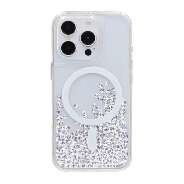 Diamond Quicksand Magnetic Case For iPhone 16 Pro Max White