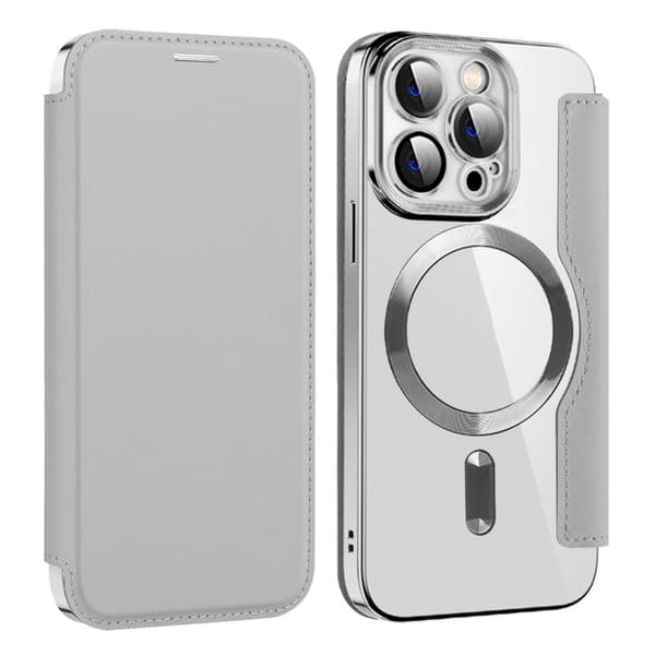 iPhone 14 Pro MagSafe RFID-skyddande plånboksfodral - Silver
