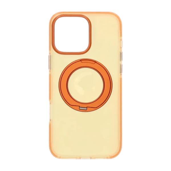 Iridescent Shockproof Case with 360 degree Rotatable Kickstand For iPhone 16 Pro Orange