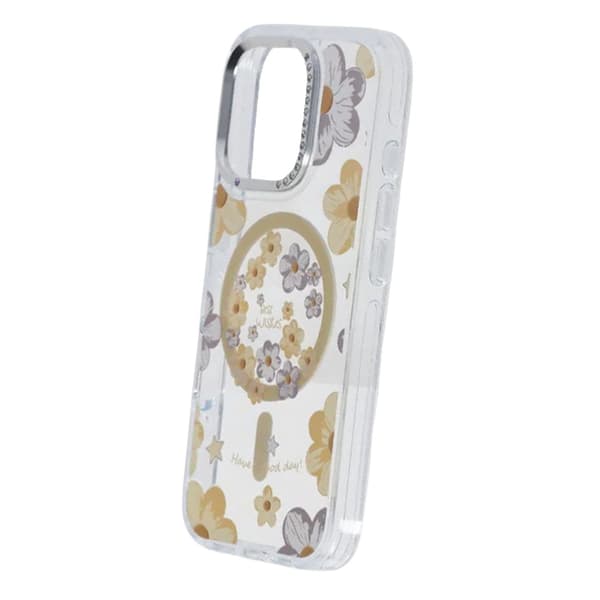 Gradient Floral Magnetic Case For iPhone 16 Pro Yellow