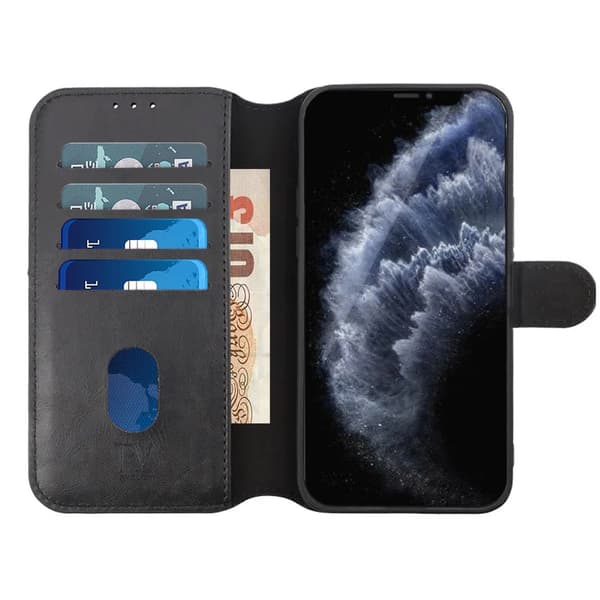 iPhone 12/12 Pro Plånboksfodral Magnet Rvelon - Svart