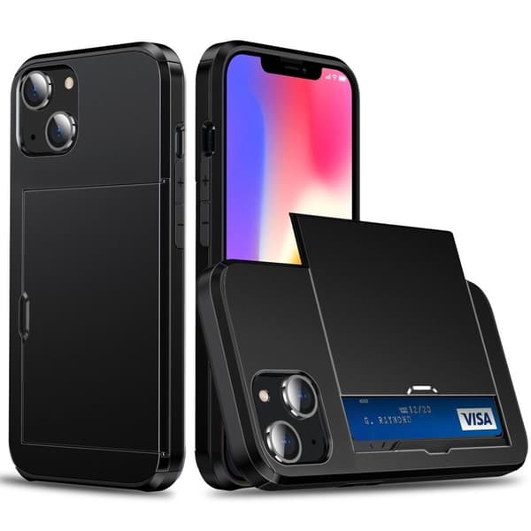 IPhone 15 Plus cover med kortholder - Sort