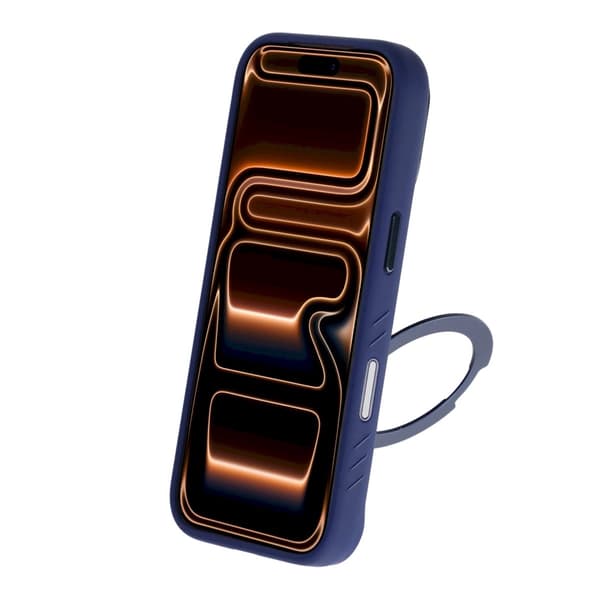 360° Roterbart Støtteben Rhinestone Magnetisk Telefoncover Til iPhone 17 Pro Max/18 Pro Max Blå