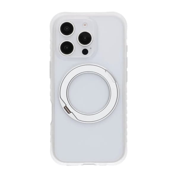 Mat Mobilcover med ringstativ til iPhone 16 Pro - Hvid