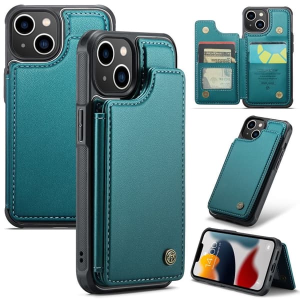 iPhone 13 CASEME C22 Wallet Case RFID-blokering - Grøn